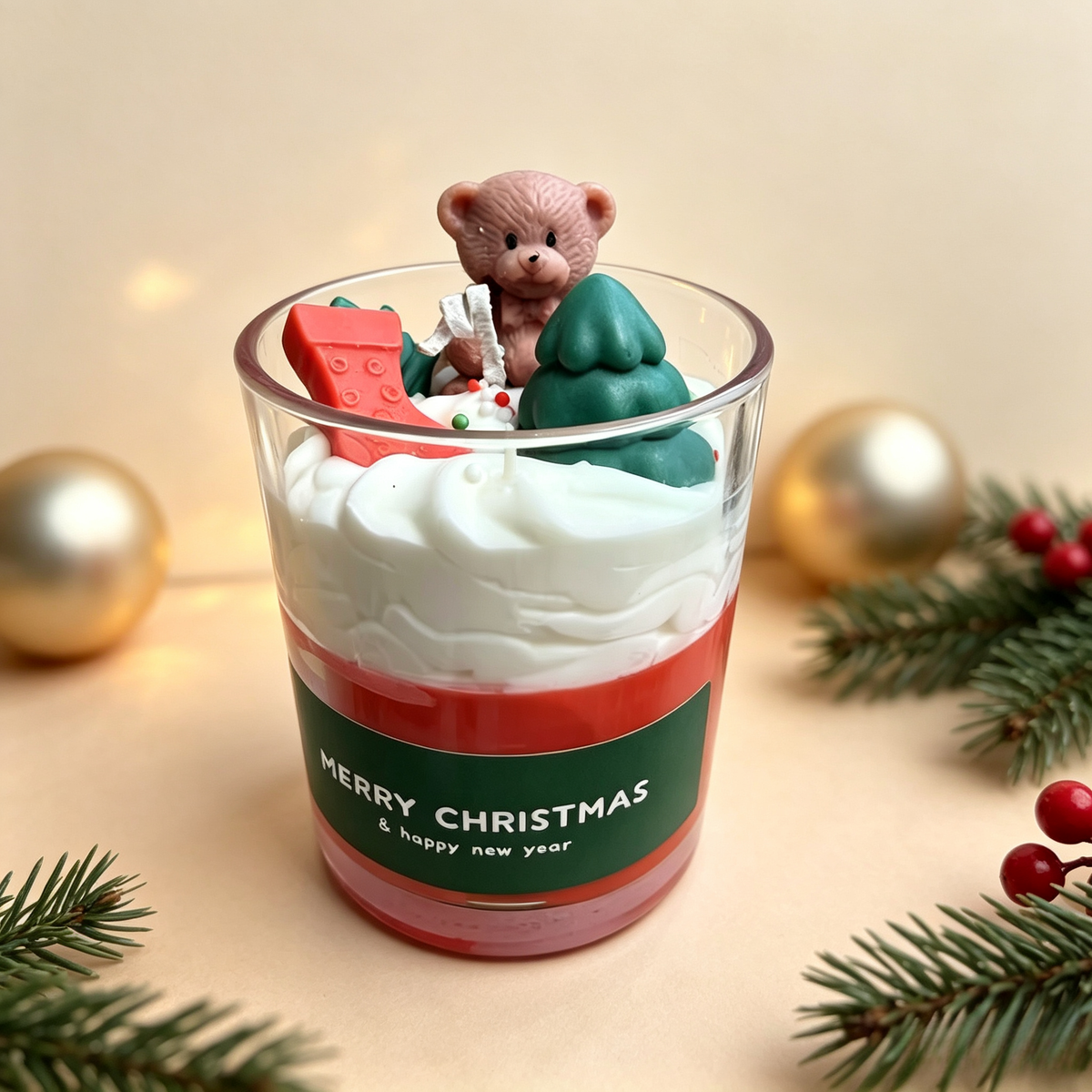 Christmas Stocking Bear Scented Candle — Freesia