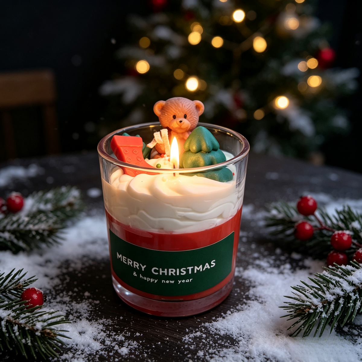 Christmas Stocking Bear Scented Candle — Freesia