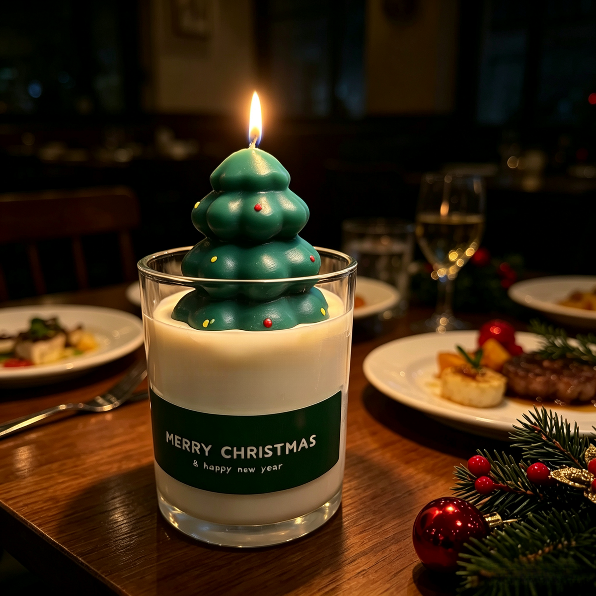 Christmas Tree‑Shaped Scented Candle — Rose Scent