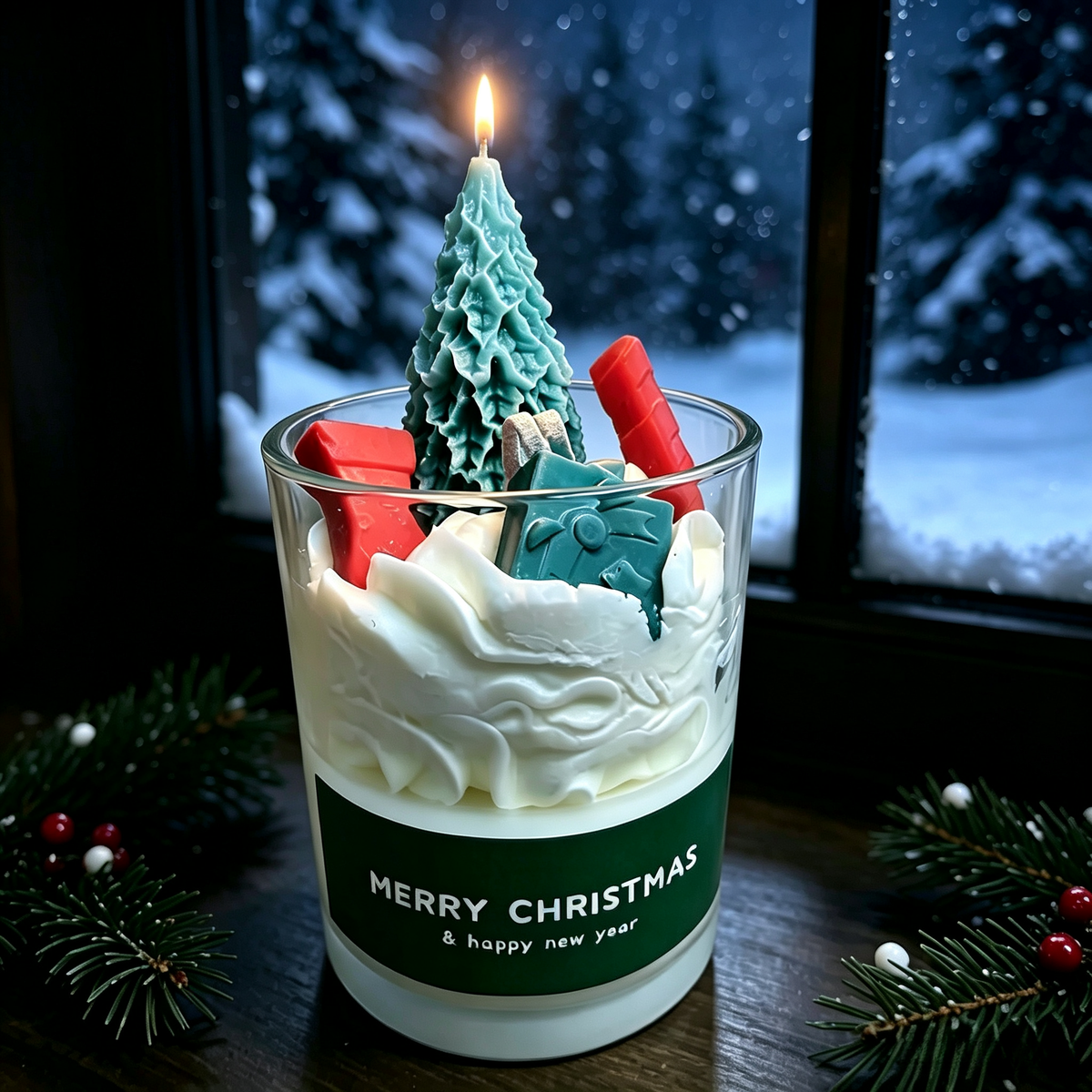 Christmas Tree‑Shaped Scented Candle — Cedar Scent