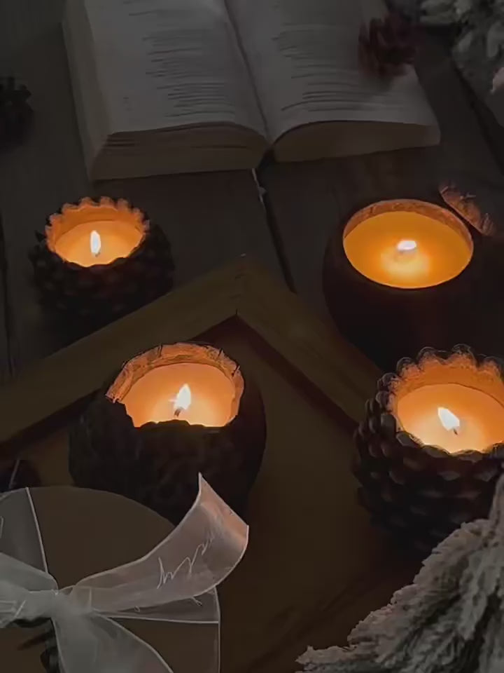 Pinecone Series Scented Candle — Autumn Pear & Freesia, Velvet Rose & Oud, Fir Valley, Ancient Sandalwood Fragrance