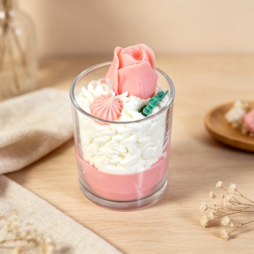 Rose‑Shaped Scented Candle — Strawberry